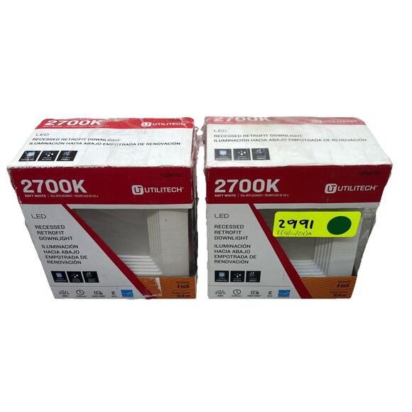 Lot Of 2 Utilitech 2700K Soft White 4 inch LED Recessed Retrofit Downlight {107} - Picture 1 of 13